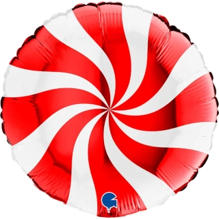 Balónek foliový kruh candy červenobílý