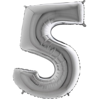 Foliový balon číslo 5 Stříbrné 86cm