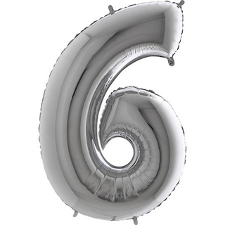 Foliový balon číslo 6 Stříbrné 