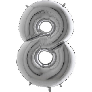 Foliový balon číslo 8 Stříbrné