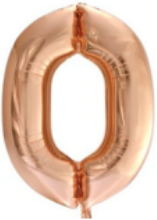 Foliový balon číslo 0 golden rose