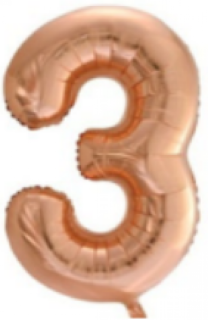 Foliový balon číslo 3 golden rose
