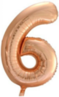 Foliový balon číslo 6 golden rose