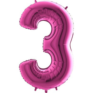 Foliový balon číslo 3 růžová 