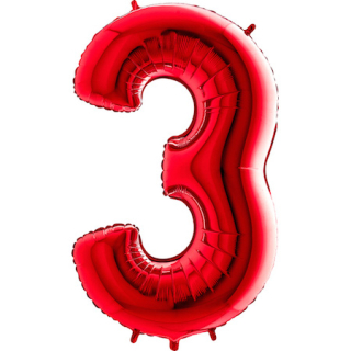 Foliový balon číslo 3 červená