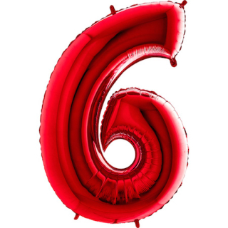 Foliový balon číslo 6 červená