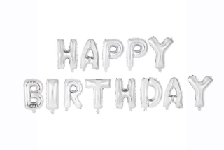 Foliový nápis girlanda HAPPY BIRTHDAY stříbrný