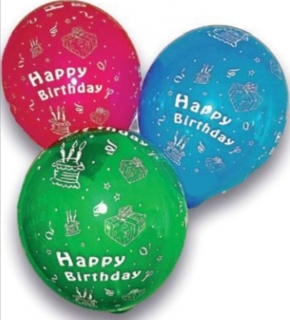 Balónek Happy Birthday mix barev 