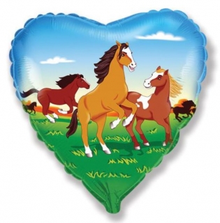 Balónek srdce koníci 45cm