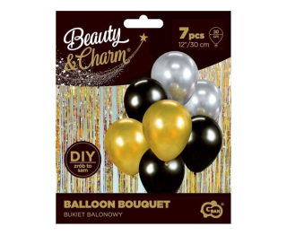 Balónky golden black chrom sada 7ks