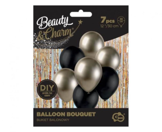 Balónky chrom sada black, prosecco 7ks