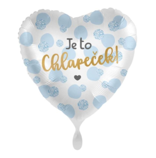 Balónek srdce JE TO CHLAPEČEK 43cm