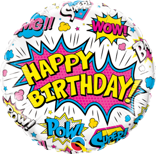 Balónek fóliový komiks happy birthday  