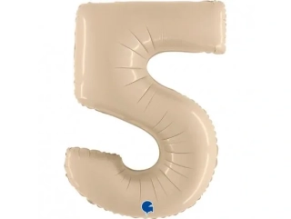 Fóliový balónek číslo 5 Latté, krémová