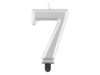 Svíčka dortová číslo 7 stříbrná